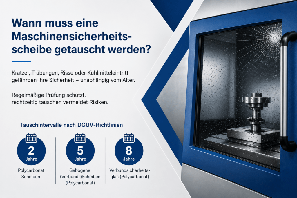 Maschinensicherheitsscheiben Tauschintervalle